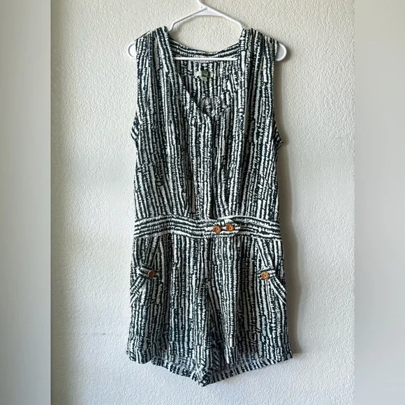Anthropologie Ett Twa Safari Green Short Romper Short-all Outfit Sz 4 - Picture 7 of 9